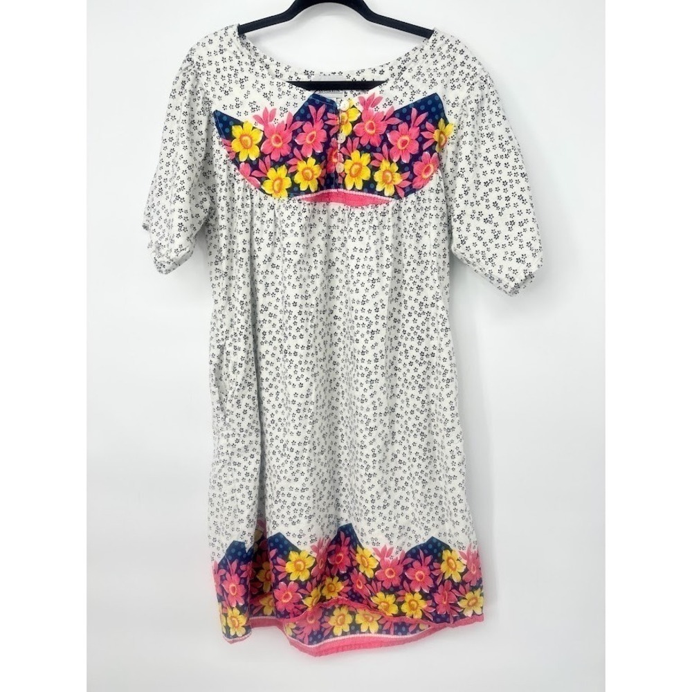 Easy Essentials Night Gown Women Large Floral Short Sleeve Lounge House Dress